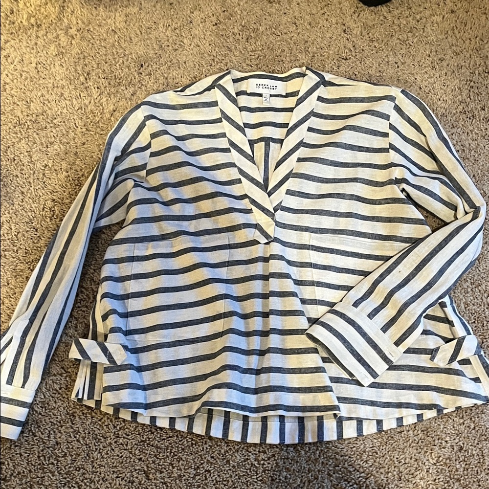 Derek Lam 10 Crosby Navy and White Striped Blouse
